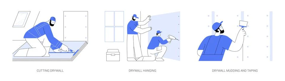 Drywalling service abstract concept vector illustrations. Stock Illustration