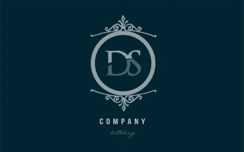 Ds d s blue decorative monogram alphabet letter logo combination icon design Stock Illustration