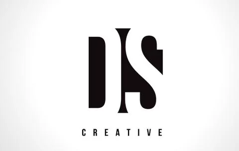 DS D S White Letter Logo Design with Black Square. Stock Illustration