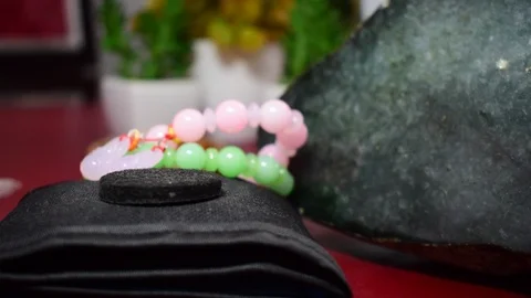 DSC 4009Colored stone bracelet Made from hand, is a beautiful and luxurious Stock Footage 116792005