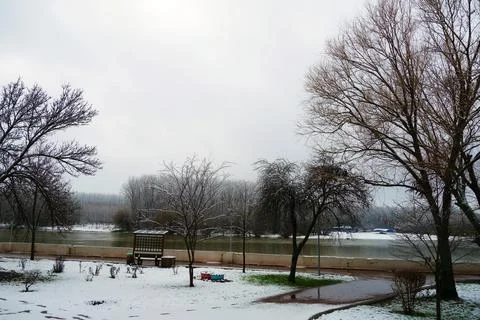 DSC02617 aThe winter window opens wide to the Borcea river Stock Photos