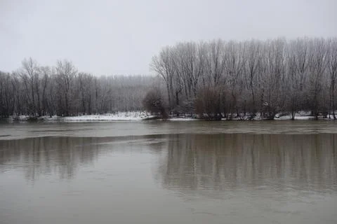DSC02630 The winter window opens wide to the Borcea river Stock Photos