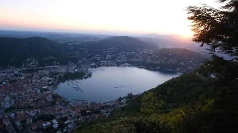 DSCF0337 Panoramic view of Como and Lake Como at sunset Video stock 156506924