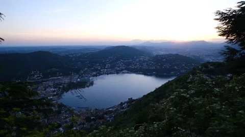 DSCF0345 Panoramic view of Como and Lake Como at sunset Video stock 156506930