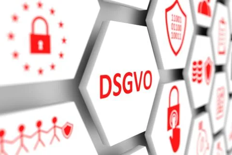 DSGVO concept cell blurred background 3d illustration Stock Illustration