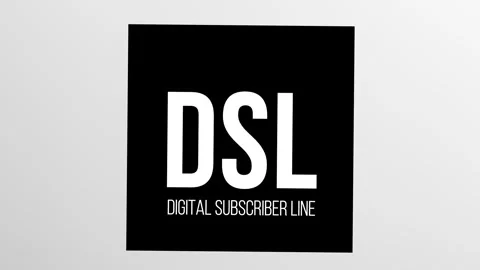 DSL Digital Subscriber Line text, inscription, abbreviation,animation. 3D render Video stock 316581676