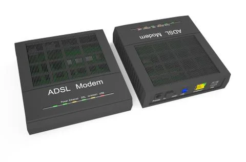 DSL modem, front and back Stock Illustration
