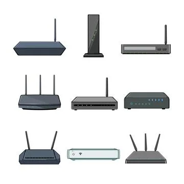 Dsl modem set cartoon vector illustration Stock Illustration