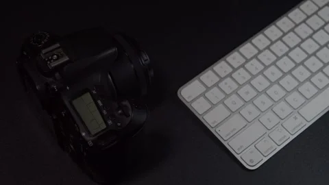DSLR, Apple Keyboard, typing Stock Footage 252764621