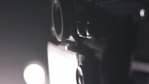 DSLR camera and led light panel in tv studio Stock Footage 100282617