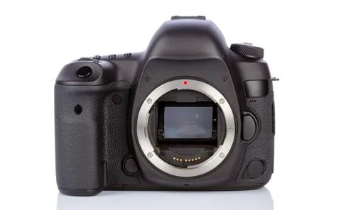 Dslr camera back side on white Stock Photos