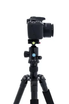DSLR camera on a ball head Stock Photos
