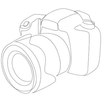 DSLR camera digital vector, one continuous single line drawing. Minimalism hand Stock Illustration