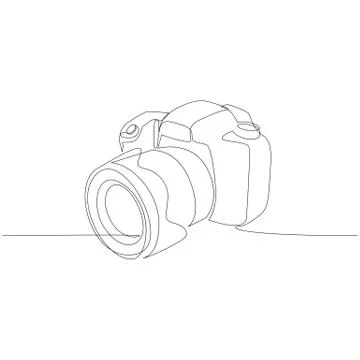 DSLR camera digital vector, one continuous single line drawing. Minimalism hand Stock Illustration