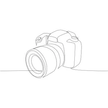 DSLR camera digital vector, one continuous single line drawing. Minimalism hand Stock Illustration