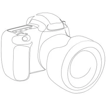 DSLR camera digital vector, one continuous single line drawing. Minimalism hand Stock Illustration