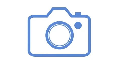 Dslr camera icon animation appearing then animating off loop blue Stock Footage 79735807