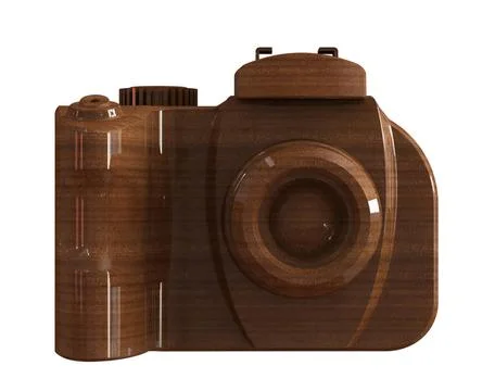 DSLR camera isolated on white 3d render of mahogany wood DSLR camera isola... Foto stock