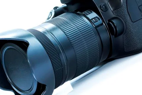 DSLR camera isolated on a white background. Stock Photos