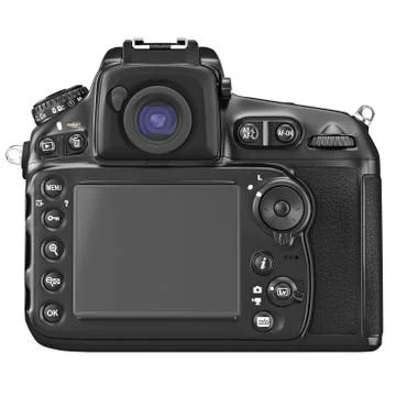 DSLR camera, LCD display, back view Illustrazione stock