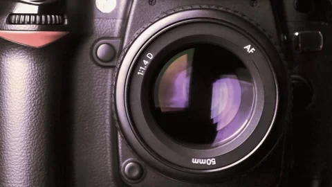 Dslr Camera Lens Aperture Closing And Opening Featuring Bokeh Stock Footage 342902119