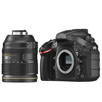 DSLR camera, optical lens Stock Illustration