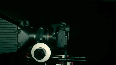 DSLR  camera rotation. Professional equipment Stock Footage 49628639