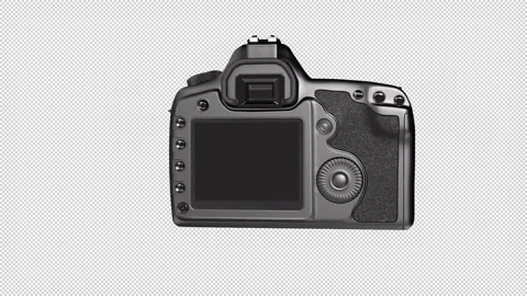 DSLR Camera Rotation with transparent (alpha) background Stock Footage 252009849