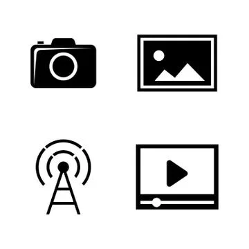 DSLR camera. Simple Related Vector Icons Stock Illustration