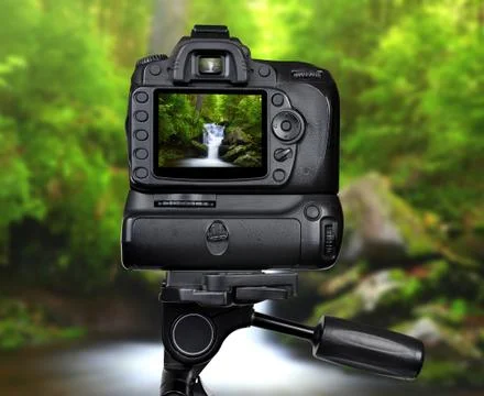 Dslr camera on tripod Stock Photos