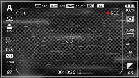 DSLR mirrorless camera rec overlay. Recorder cam display frame. Video or photo Stock-Illustration