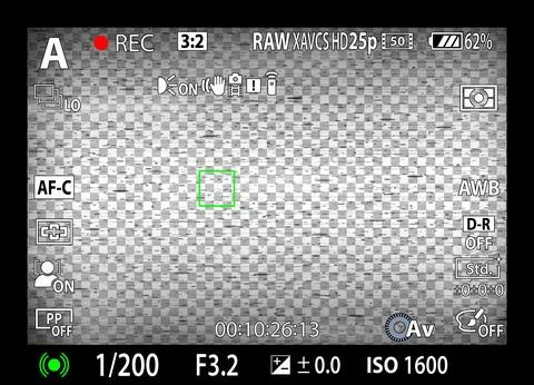 DSLR mirrorless camera rec overlay. Recorder cam display frame. Video or phot Stock Illustration