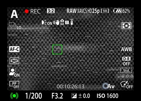 DSLR mirrorless camera rec overlay. Recorder cam display frame. Video or photo Stock Illustration