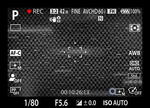DSLR mirrorless camera rec overlay. Recorder cam display frame. Video or photo Illustrazione stock