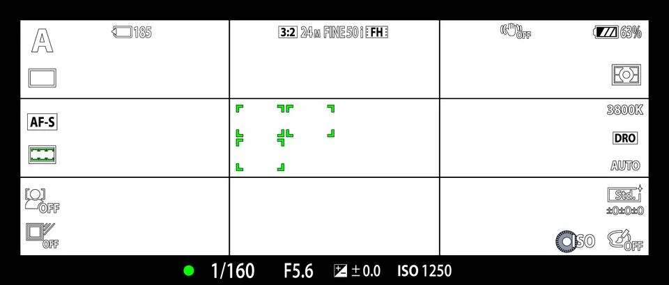 DSLR mirrorless camera rec overlay isolated on transparent bg. 21:9 recorder cam Stock-Illustration