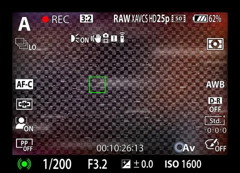 DSLR mirrorless camera rec overlay. Recorder cam display frame. Video or photo Stockillustratie
