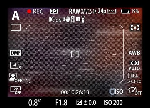 DSLR mirrorless camera rec overlay. Recorder cam display frame. Video or photo Ilustración de archivo