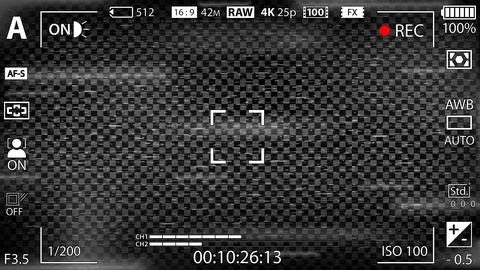 DSLR mirrorless camera rec overlay. Recorder cam display frame. Video or photo 库存插图