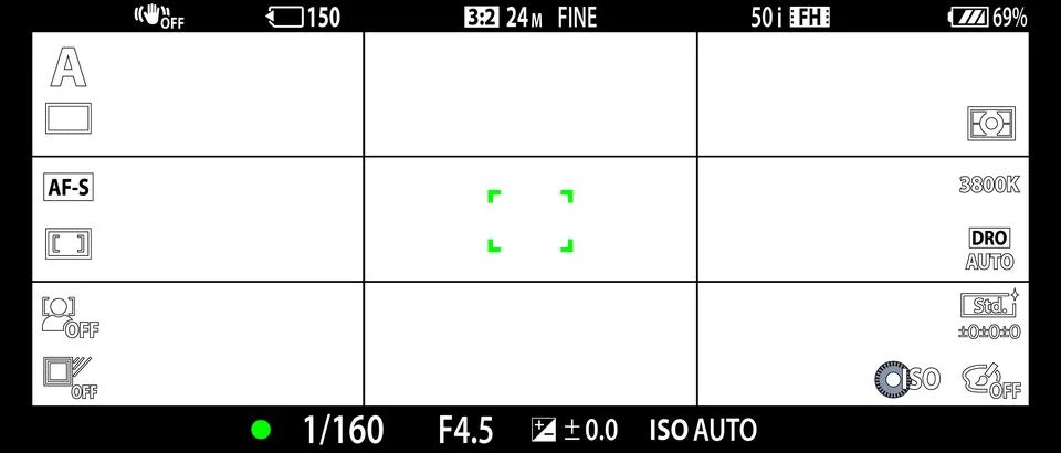 DSLR mirrorless camera rec overlay isolated on transparent bg. 21:9 recorder cam Stockillustratie