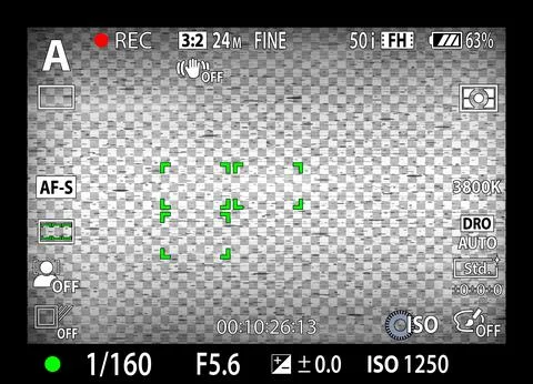 DSLR mirrorless camera rec overlay. Recorder cam display frame. Video or photo Stock Illustration