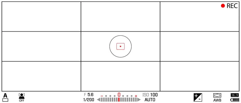 DSLR mirrorless camera rec overlay isolated on transparent bg. 21:9 recorder cam Stock Illustration