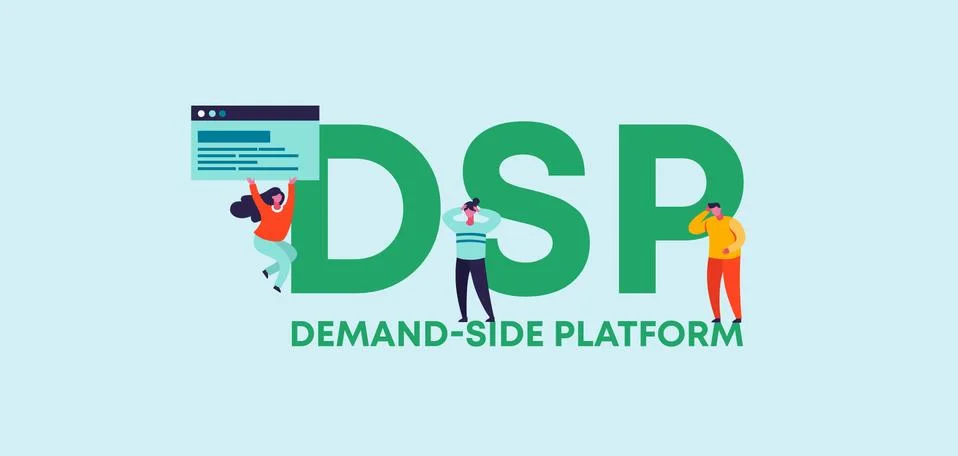 DSP demand side platform. Development of online applications digital graphic Stock Illustration