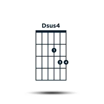 Dsus4, Basic Guitar Chord Chart Icon Vector Template Stock Illustration