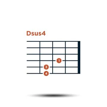 Dsus4, Basic Guitar Chord Chart Icon Vector Template Stock Illustration