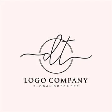 DT Initial handwriting logo design Stock Illustration