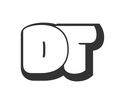 DT logo, bubble comic lettering, rounded in graffiti style black and white .. Stock Illustration