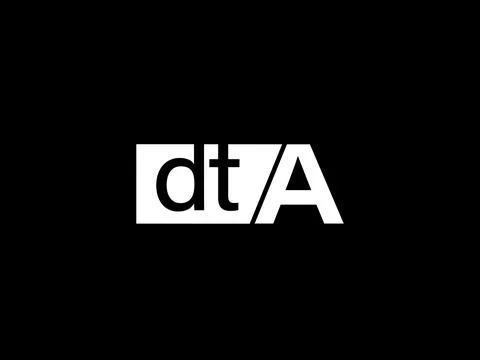 DTA Logo and Graphics design vector art, Icons isolated on black background Illustrazione stock