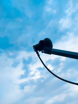 DTH Antenna with sky background Stock Photos