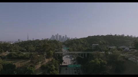 DTLA 20240724 drone-dolly-freeway-downtown-city 20240724175431 0004 Stock Footage 325701164