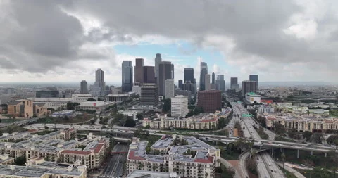 DTLA Cloudy Day Stock Footage 263904122